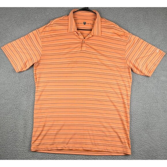 Nike Golf Polo Shirt Mens Size XXL 2x Orange with Stripes Short Sleeve Logo - Picture 1 of 9
